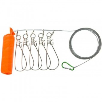 Кукан zig & zag. тросс 5м. с поплавком. 5 застежек