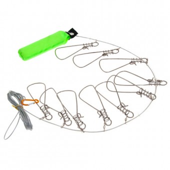 Кукан zig & zag. тросс 10м. с поплавком. 10 застежек