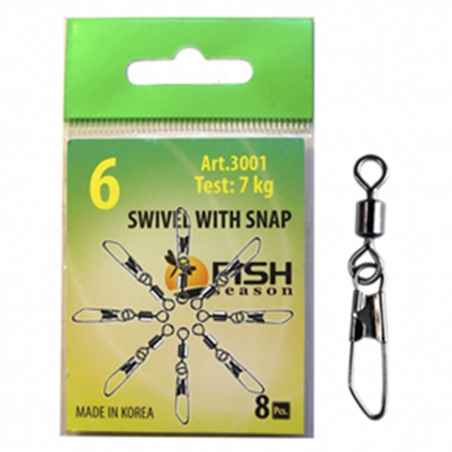 Вертлюжок Fish Season с застежкой Rolling Swiwel With Safety Snap