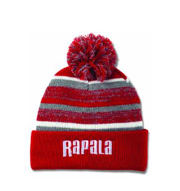 Шапка Rapala с помпоном - красная с белым логотипом